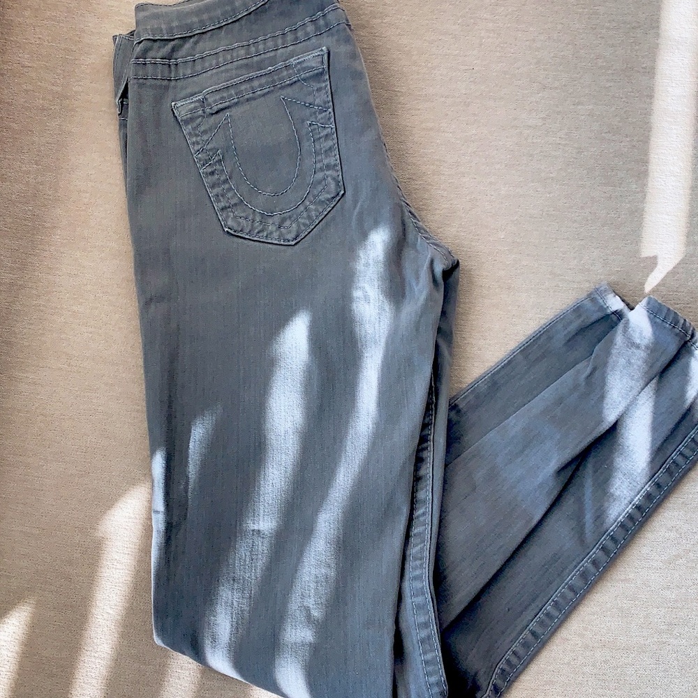 Gray True Religion skinny jeans